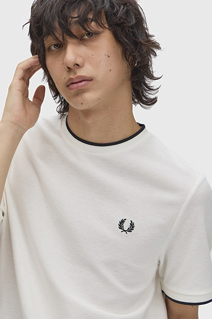 Trim Detail Crepe Pique T-Shirt