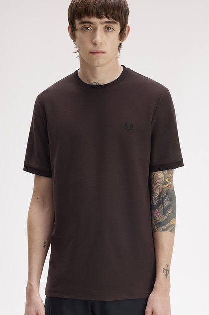Trim Detail Crepe Pique T-Shirt