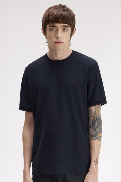 Trim Detail Crepe Pique T-Shirt