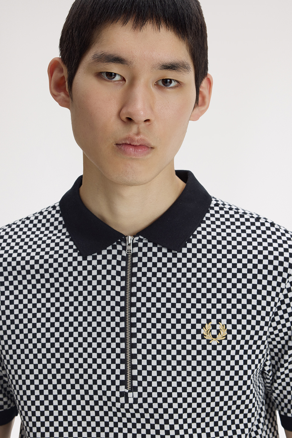 Chequerboard Polo Shirt(S 102：BLACK): | FRED PERRY JAPAN