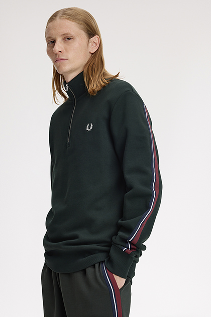 Twisted Stripe Tape Half Zip Sweatshirt