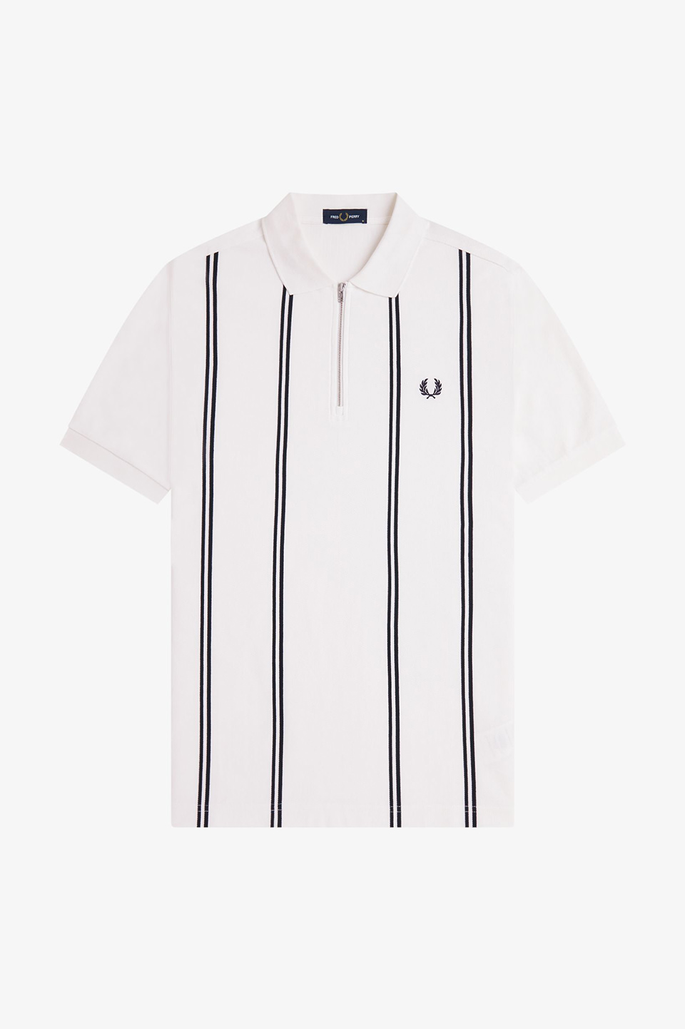 Vertical Stripe Polo Shirt 129:SNOW WHITE S