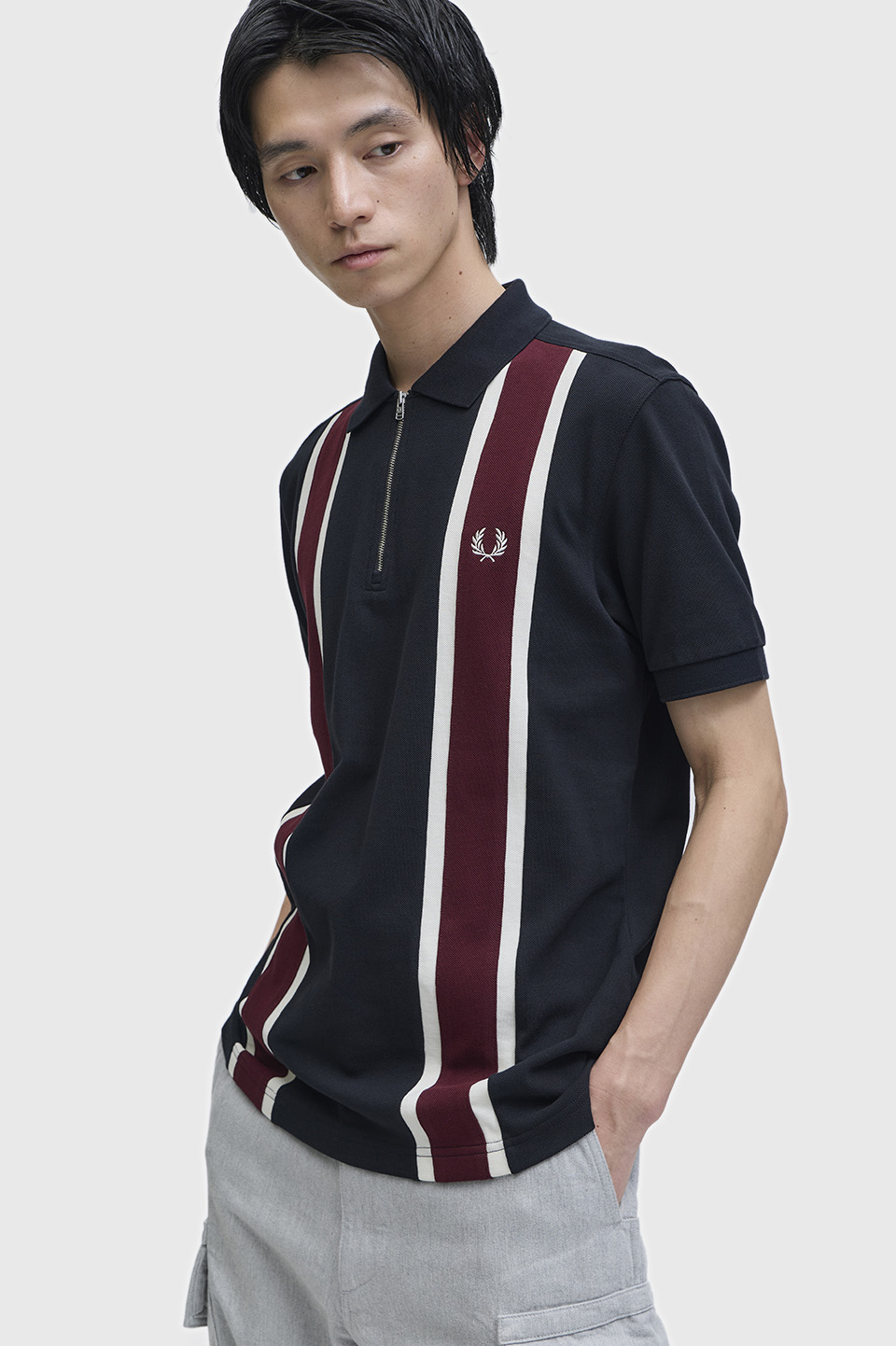 Tramline Polo Shirt(S 102：BLACK): | FRED PERRY JAPAN | フレッド