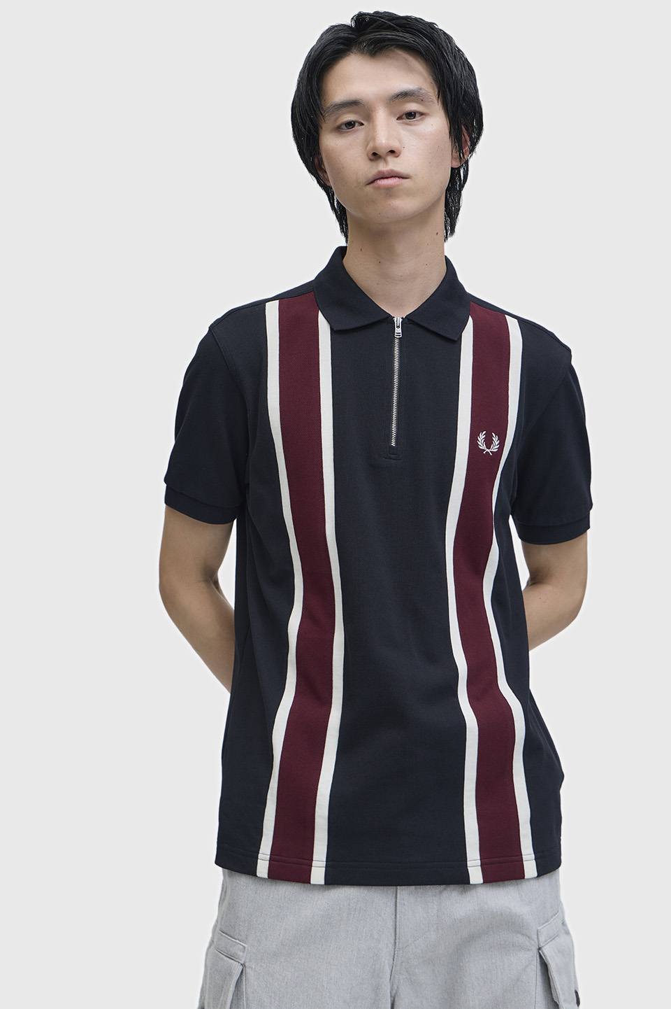 Tramline Polo Shirt(S 102：BLACK): | FRED PERRY JAPAN | フレッド