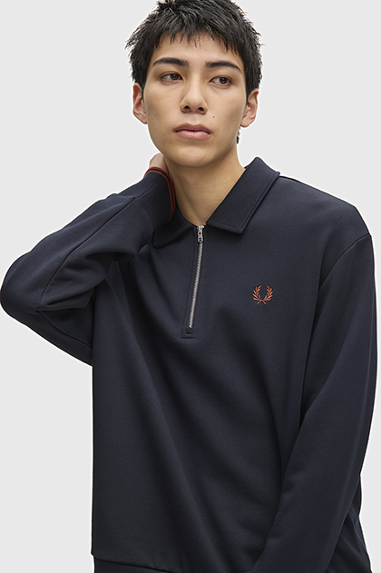Half-Zip Collared Sweatshirt