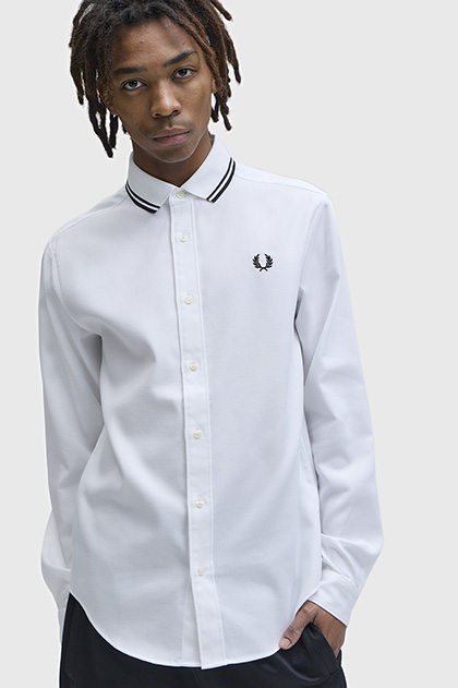 Polo Collar Woven Pique Shirt