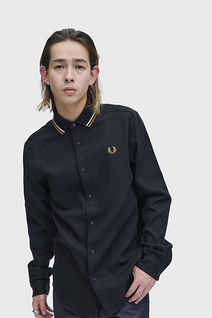Polo Collar Woven Pique Shirt