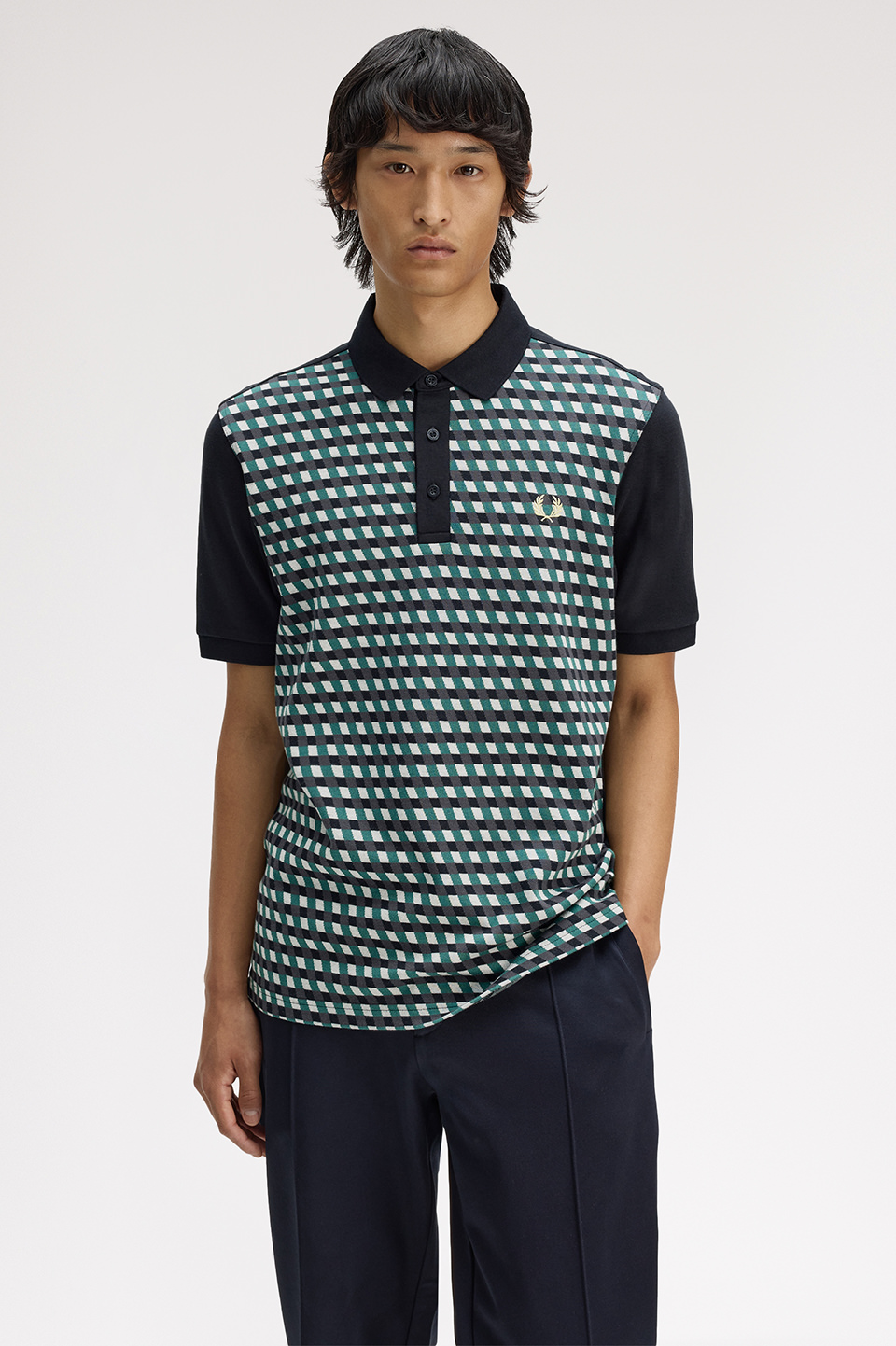 Geometric Polo Shirt(S 102：BLACK): | FRED PERRY JAPAN | フレッド