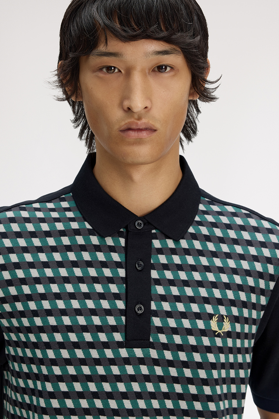 Geometric Polo Shirt(S 102：BLACK): | FRED PERRY JAPAN | フレッド