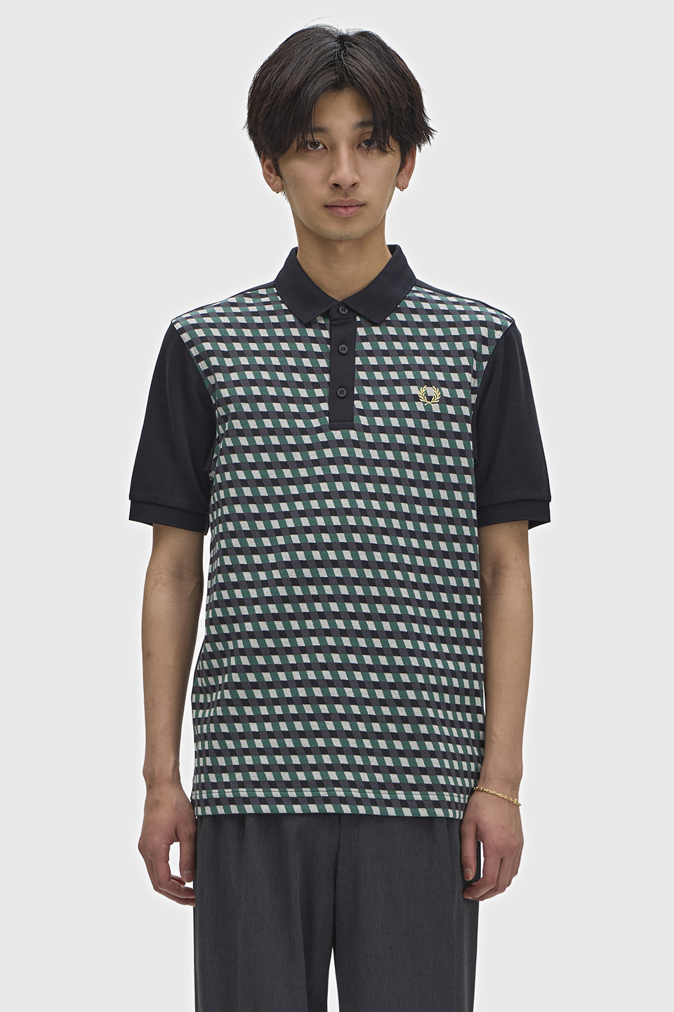Geometric Polo Shirt(S 102：BLACK): | FRED PERRY JAPAN | フレッド