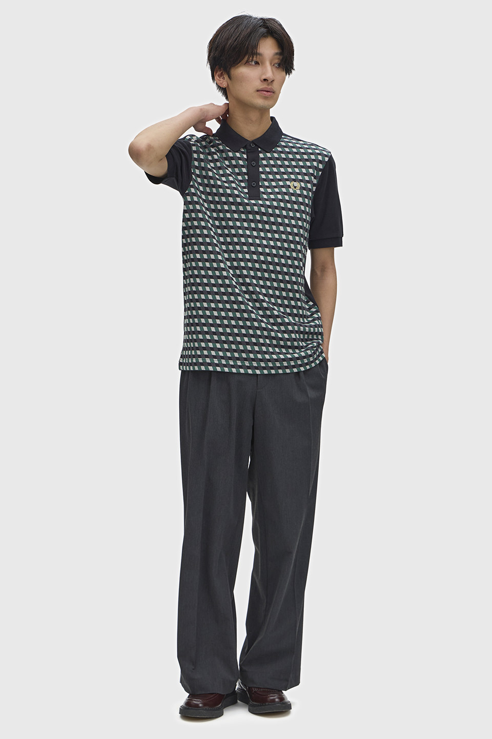 Geometric Polo Shirt(S 102：BLACK): | FRED PERRY JAPAN | フレッド
