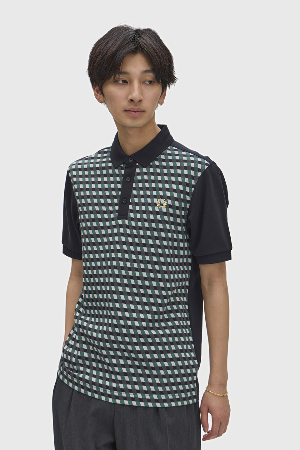 Geometric Polo Shirt(S 102：BLACK): | FRED PERRY JAPAN | フレッド