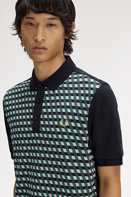 Geometric Polo Shirt(S 102：BLACK): | FRED PERRY JAPAN | フレッド