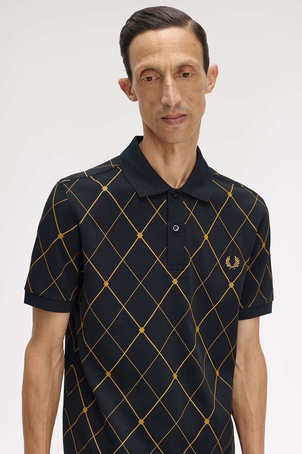 Argyle Print Fred Perry Shirt(S 102：BLACK): | FRED PERRY JAPAN