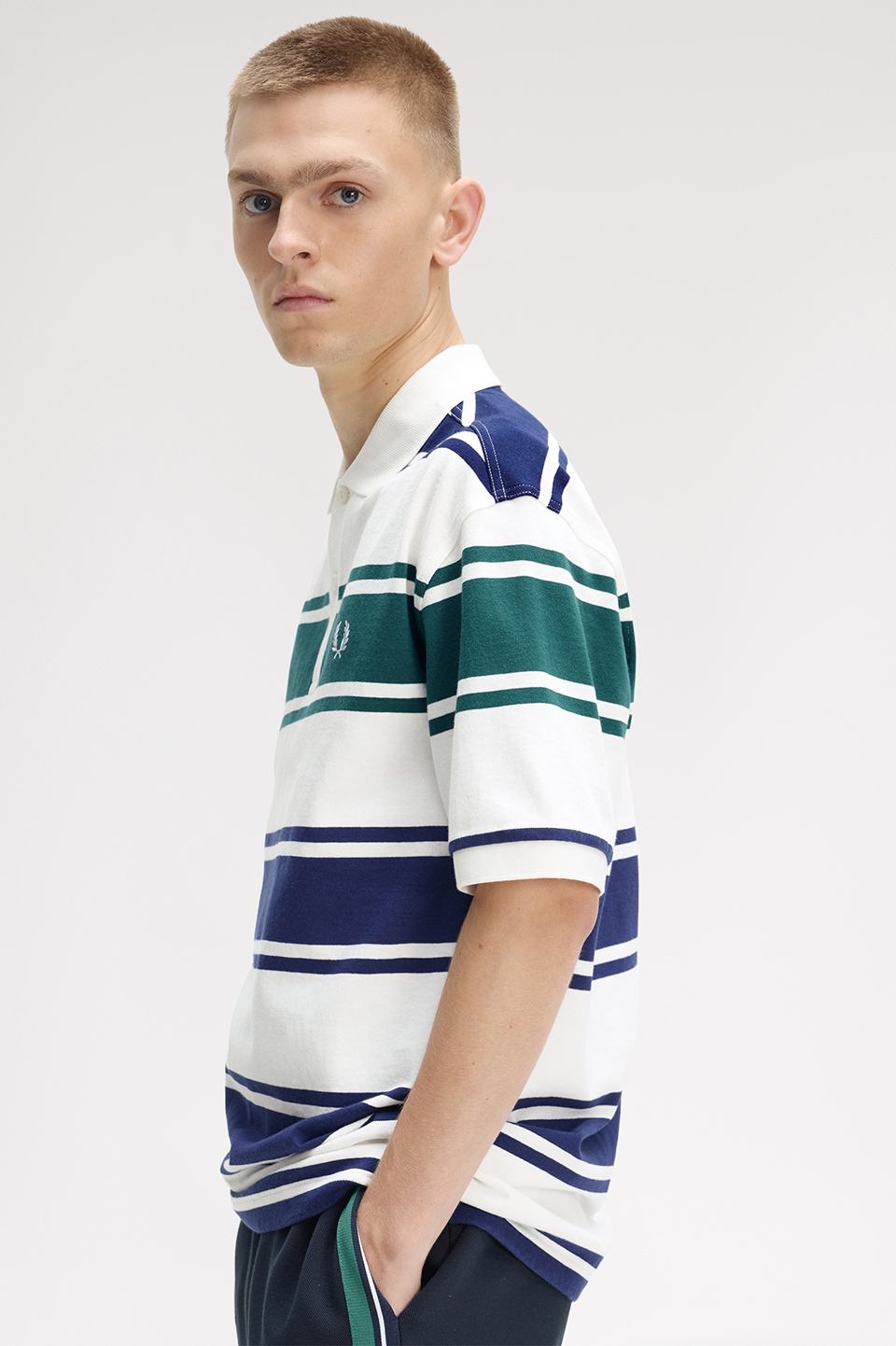 Relaxed Striped Polo Shirt(S 129：SNOW WHITE): | FRED PERRY JAPAN