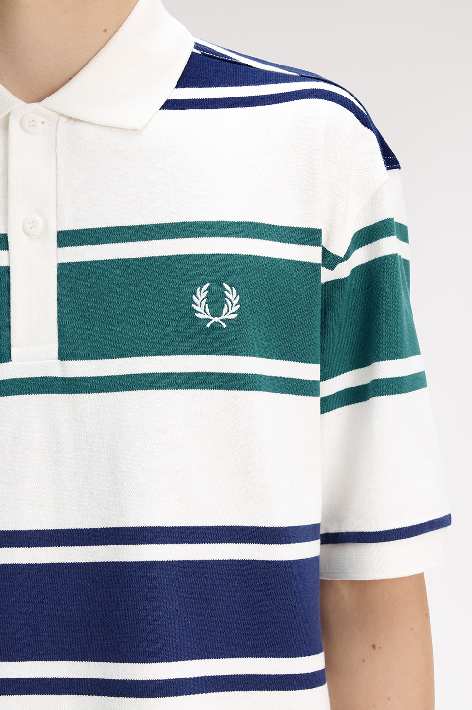 Relaxed Striped Polo Shirt(S 129：SNOW WHITE): | FRED PERRY JAPAN