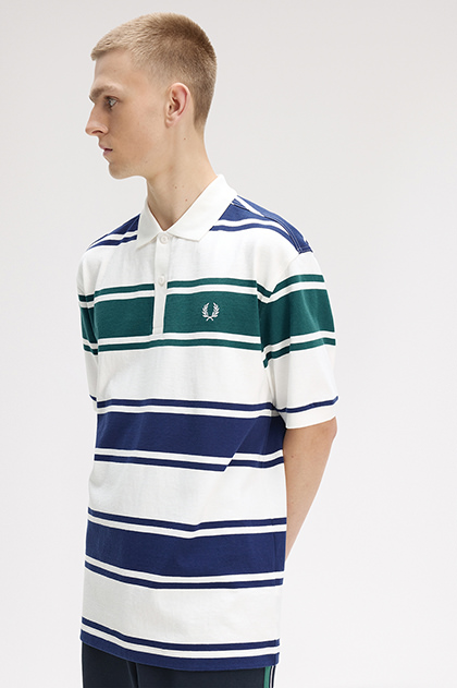 Relaxed Striped Polo Shirt(S 129：SNOW WHITE): | FRED PERRY JAPAN