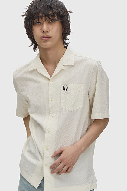 Seersucker Revere Collar Shirt