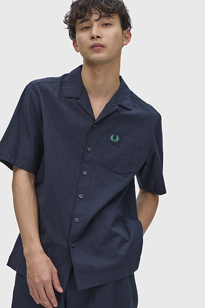 Seersucker Revere Collar Shirt