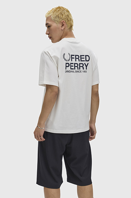 Back Print Fred Perry Text T-Shirt