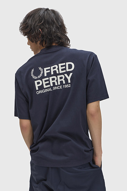 Back Print Fred Perry Text T-Shirt