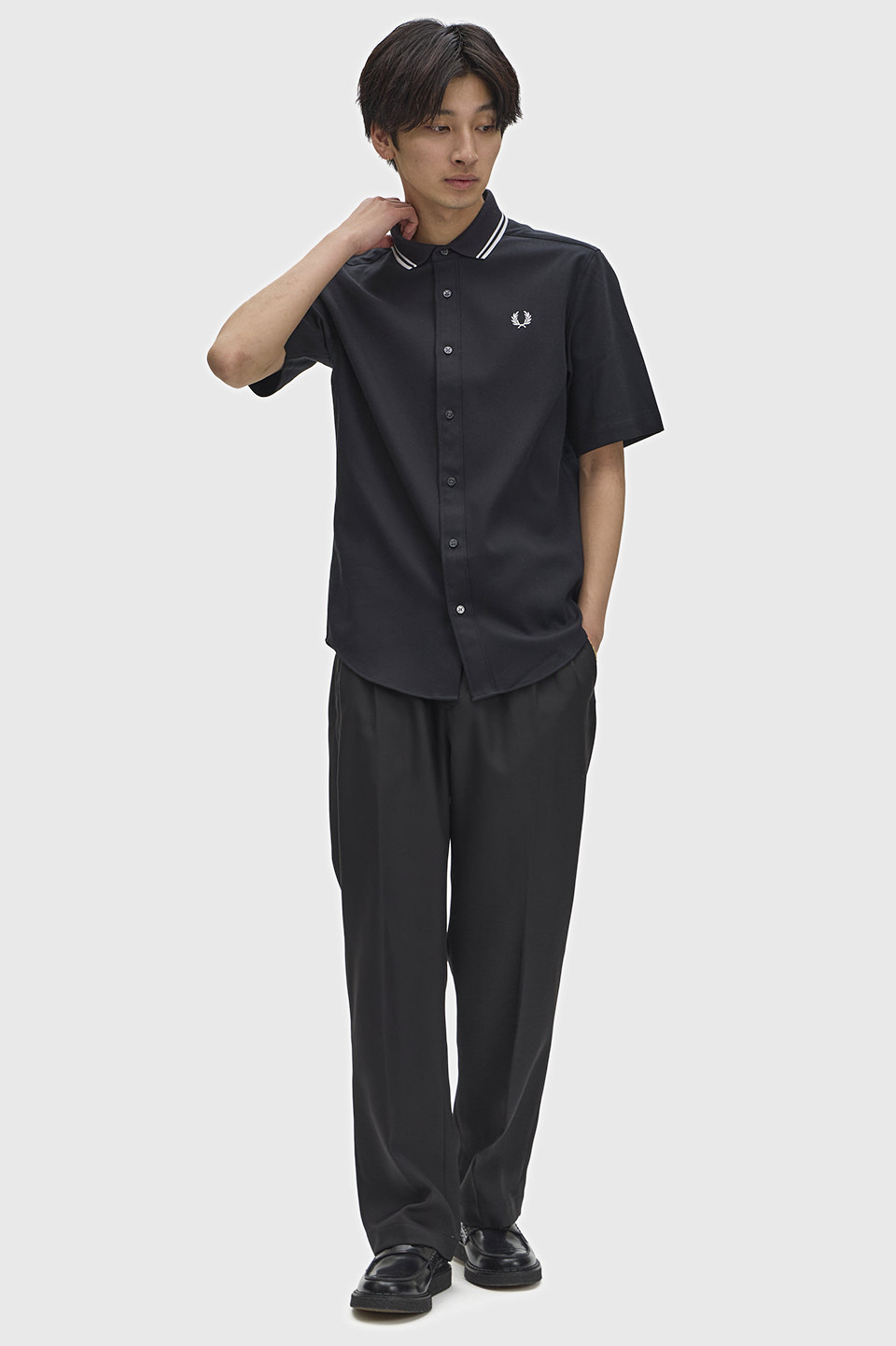 Polo Collar Shirt(S 102：BLACK): | FRED PERRY JAPAN | フレッド