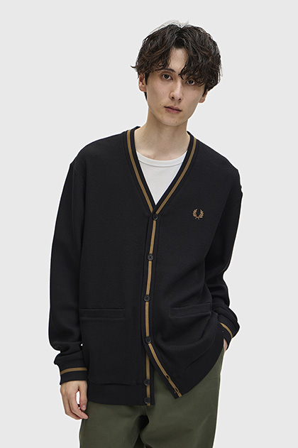 Tipped Pique Texture Cardigan