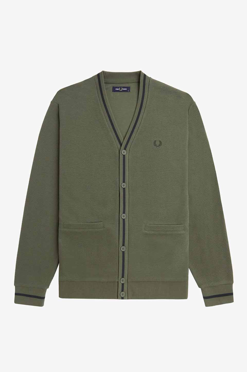 Tipped Pique Texture Cardigan(S W49：LAUREL WREATH / NIGHT GREEN 