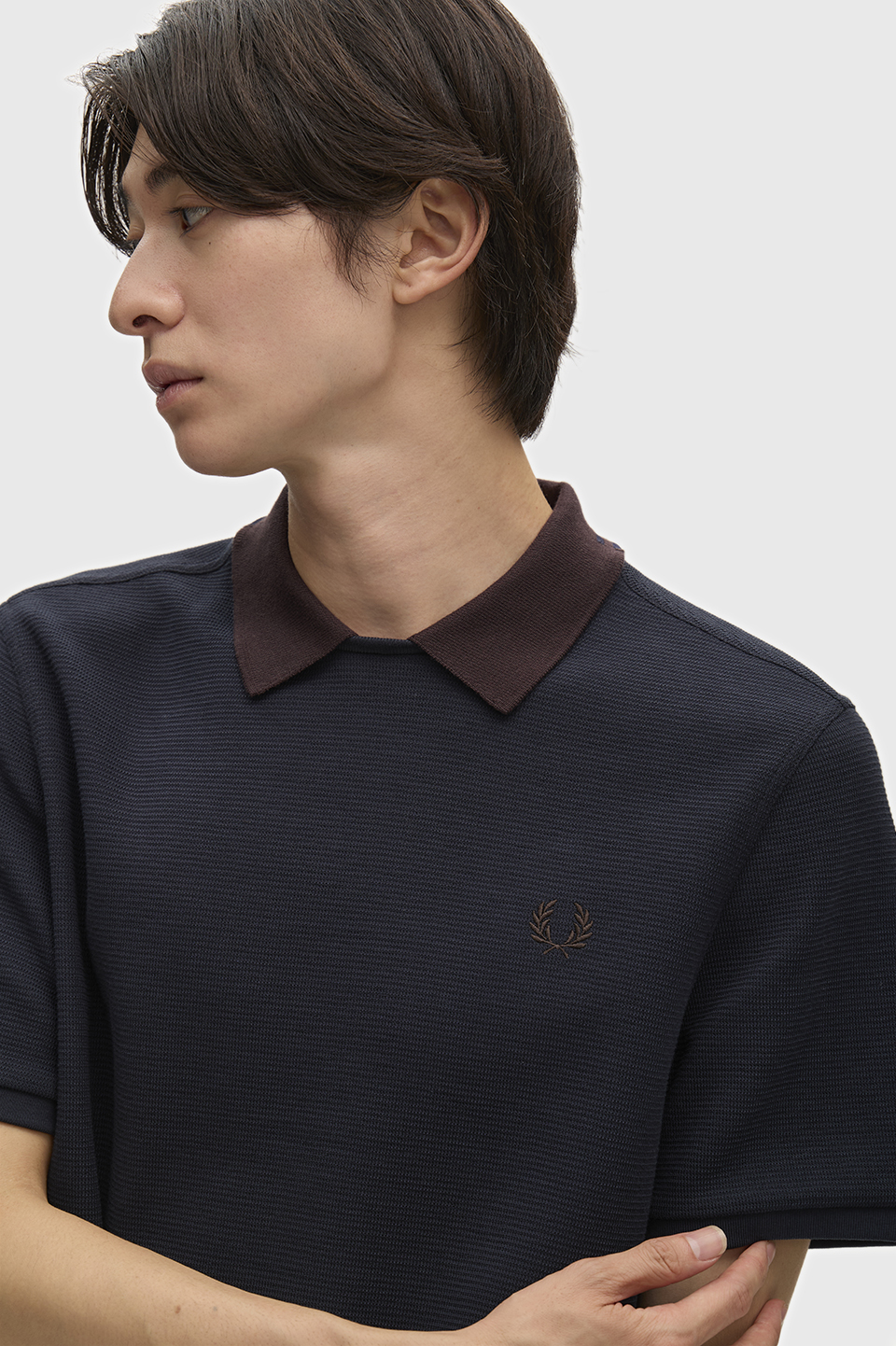 Jacquard Pullover Polo Shirt(S 608：NAVY): | FRED PERRY JAPAN