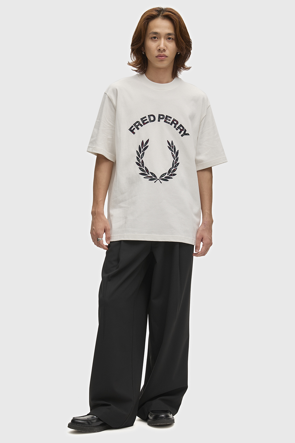 Tartan Applique T-Shirt(S 129：SNOW WHITE): | FRED PERRY JAPAN