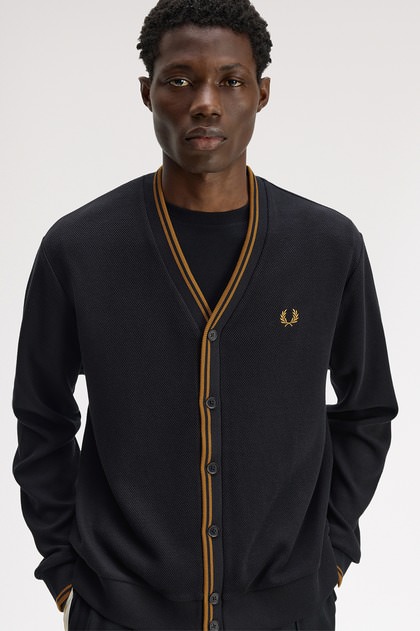 Tipped Pique Cardigan