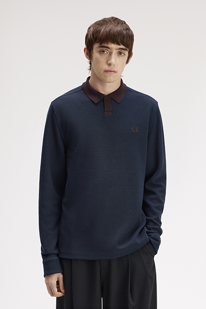 Long Sleeve Jacquard Polo Shirt
