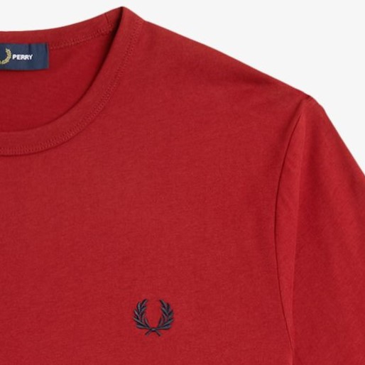 Tシャツ・カットソー FRED PERRY Men T-shirt Sky Blue M3519 X06 Crew Neck Piqué T-Shirt - Light Smoke | Men's T-Shirts