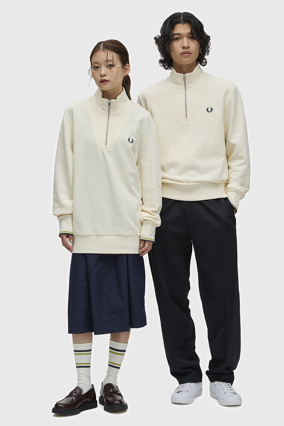 Half Zip Sweatshirt 46A:ECRU / TENNIS BALL YELLOW / ANCHOR GREY S