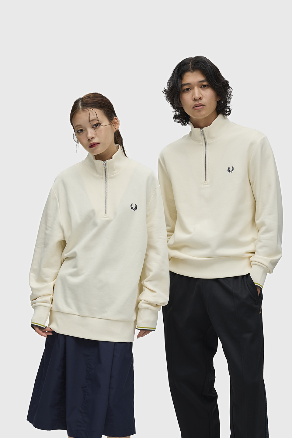 Half Zip Sweatshirt 46A:ECRU / TENNIS BALL YELLOW / ANCHOR GREY S