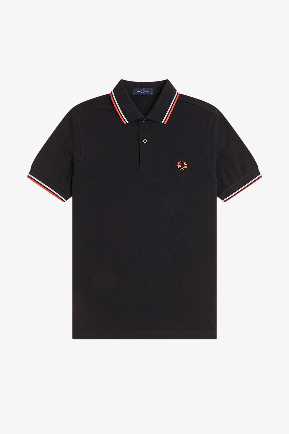 The Fred Perry Shirt - M3600 05C:BLACK / BLUE / STRAWBERRY S