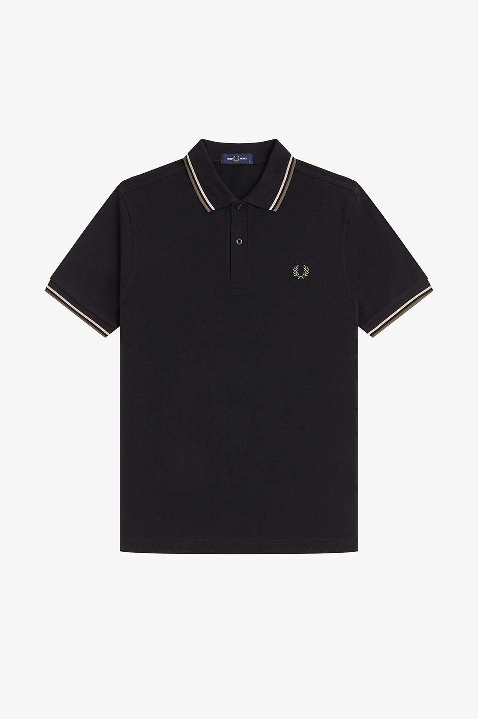 The Fred Perry Shirt - M3600 06C:BLACK / OATMEAL / LAUREL S