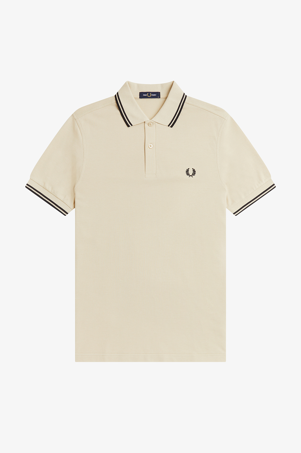The Fred Perry Shirt - M3600 07C:OATMEAL / BLACK / BLACK S