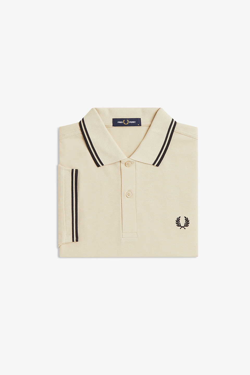 The Fred Perry Shirt - M3600 07C:OATMEAL / BLACK / BLACK S