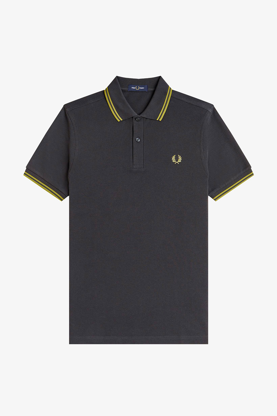 The Fred Perry Shirt - M3600 58A:ANCHOR GREY / TENNIS BALL YELLOW S