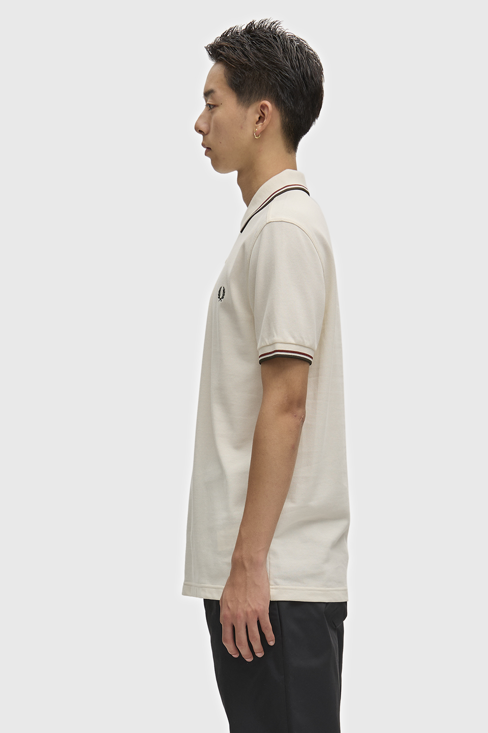 The Fred Perry Shirt - M3600 69C:ECRU / BRNDY / NIGHT GREEN S
