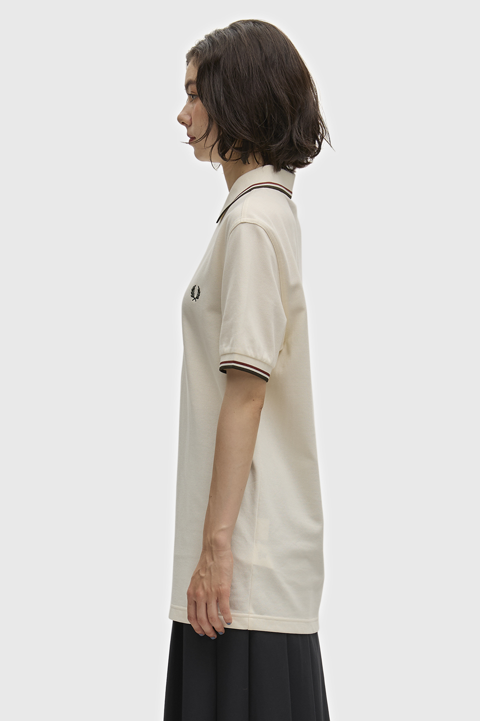 The Fred Perry Shirt - M3600 69C:ECRU / BRNDY / NIGHT GREEN S