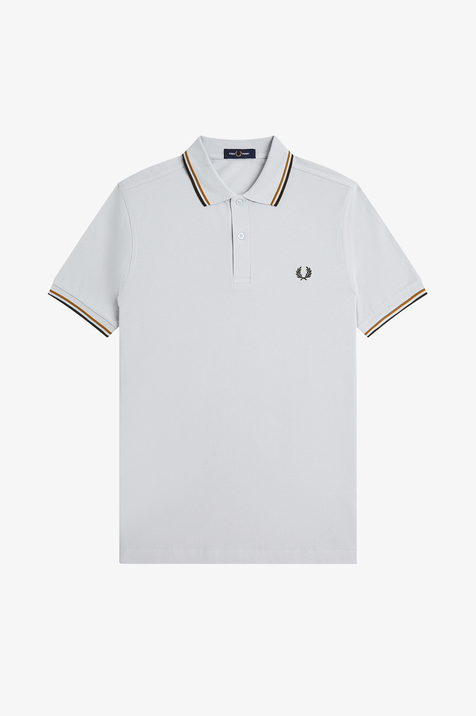 The Fred Perry Shirt - M3600 70C:DUSKY BLUE / CARAMEL / GREEN S