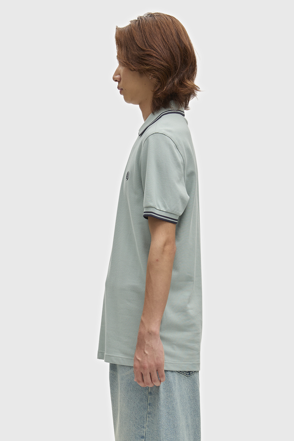 The Fred Perry Shirt - M3600 71C:SILVER BLUE / DARK AIRFORCE S