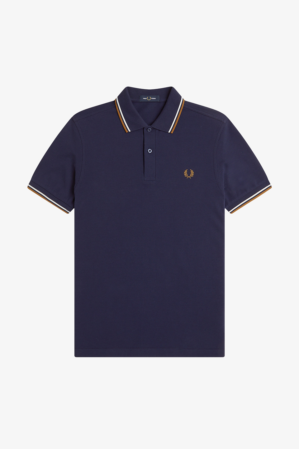 The Fred Perry Shirt - M3600 73C:NAVY / WHITE / CARAMEL XL
