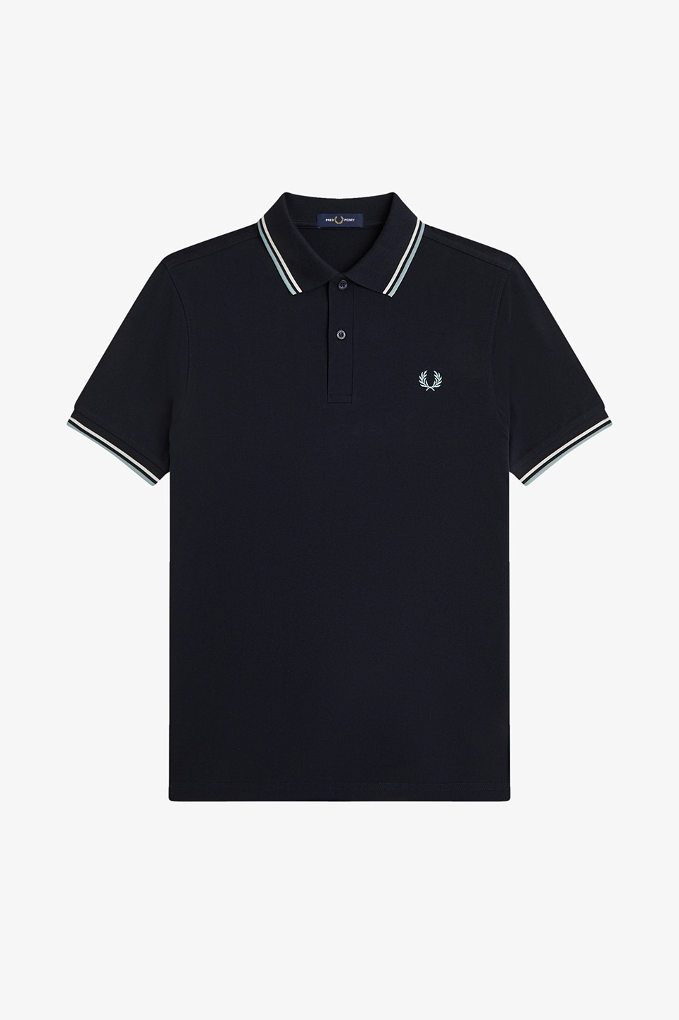 The Fred Perry Shirt - M3600 74C:NAVY / ECRU / SILVER BLUE S