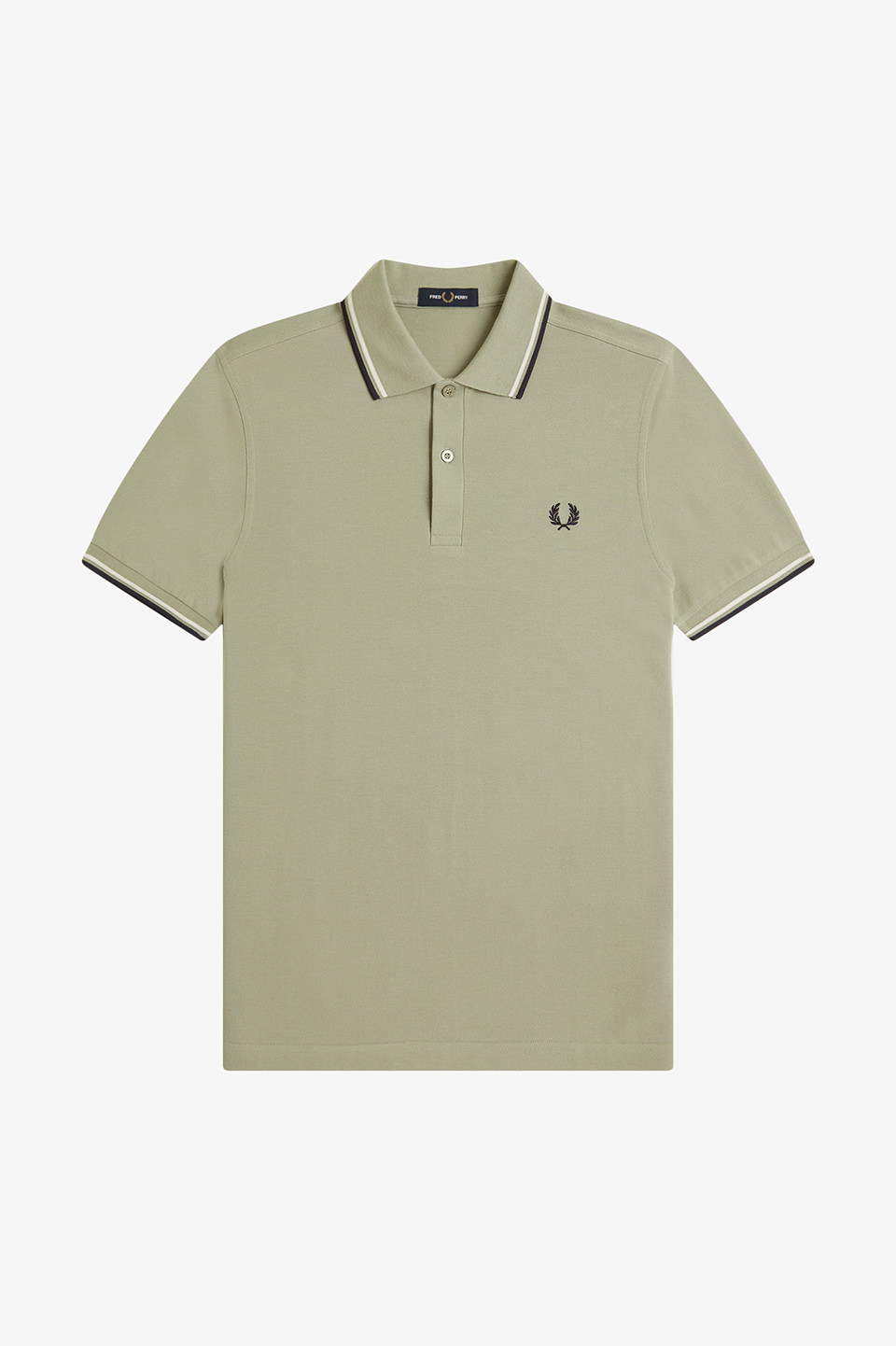 The Fred Perry Shirt - M3600 76C:SEAGRASS / ECRU / AIRFORCE S