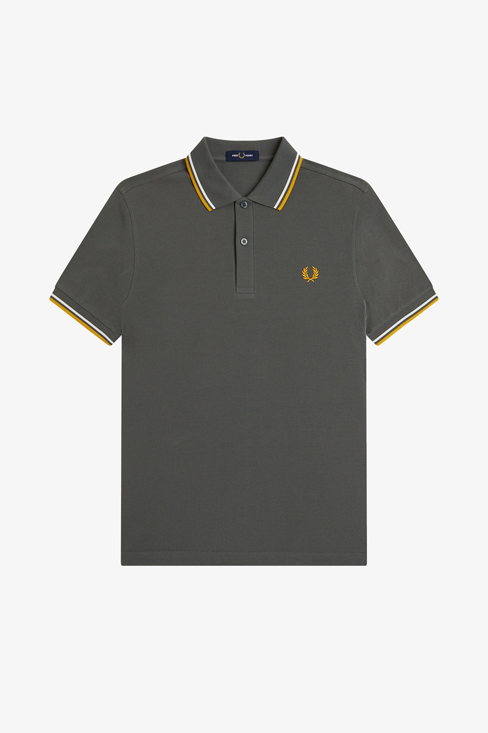 The Fred Perry Shirt - M3600 77C:FIELD GREEN / ECRU / GOLDEN S