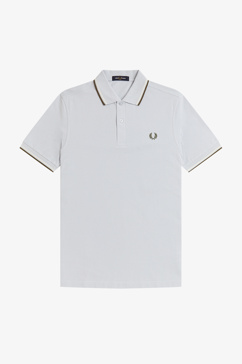 The Fred Perry Shirt - M3600 80B:DUSKY BLUE / ECRU / LAUREL S