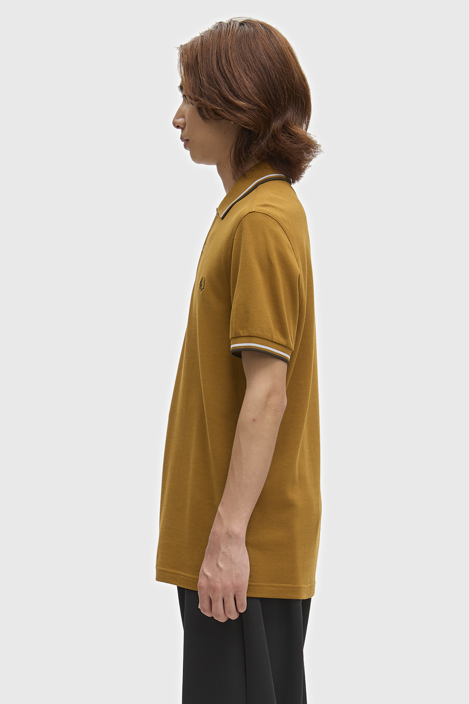 The Fred Perry Shirt - M3600 80C:DARK CARAMEL / BLUE / GREEN S